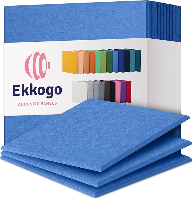 Acoustic Panels 12-Pack - 12"X12"X0.4" Sound Panels - High Density Sound Dampening - Grand Blue Square