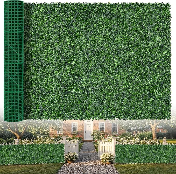 Artificial Boxwood Roll,71x126 in(62 sqft) UV-Anti Faux Ivy Grass Wall Backdrop for Balcony Privacy, Fake Grennery Wall Decor for Garden, Patio, Backyard