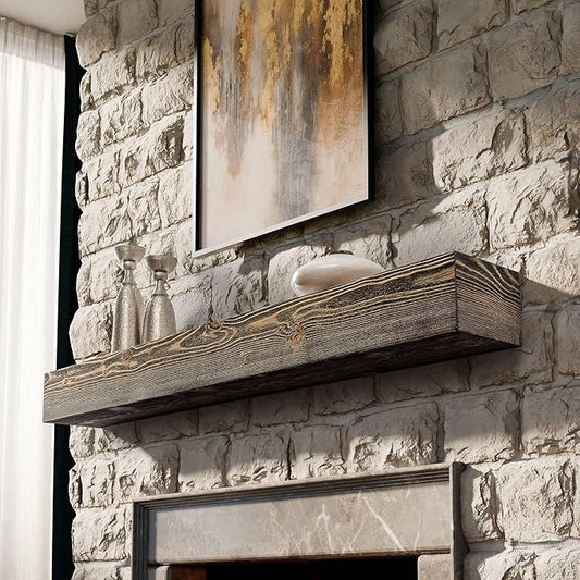 BoscoMondo Fireplace Mantel, Wall-Mounted 66 inch Floating Shelf for Wall, Tv Shelf, Rustic Shelf - 8x6x66 Olive