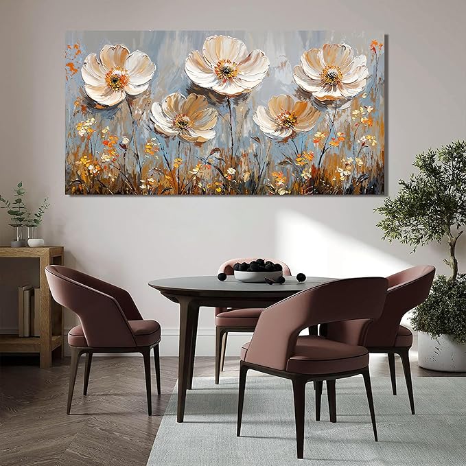 Canvas Wall Art Decor Art Work for Wall Decor Large Vintage Gold Wall Art Prints Wall Art Pictures for Living Room Nature Flower Wall Art Decorations Artwork for Walls Bedroom Office Decor 24" X 48"