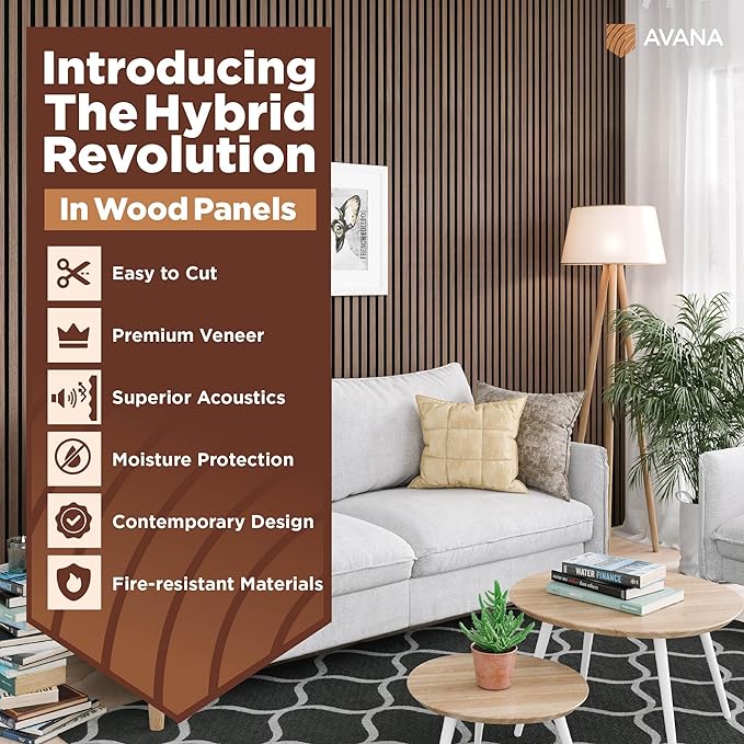 Avana Acoustic Wood Wall Panels – 47.2 X 12.6 Inch Walnut Acoustic Panels 1 PC – Wall Panels For Interior Wall Decor for Homes, Offices, Studios – Modern Sturdy And Durable Wood Panels For Wall