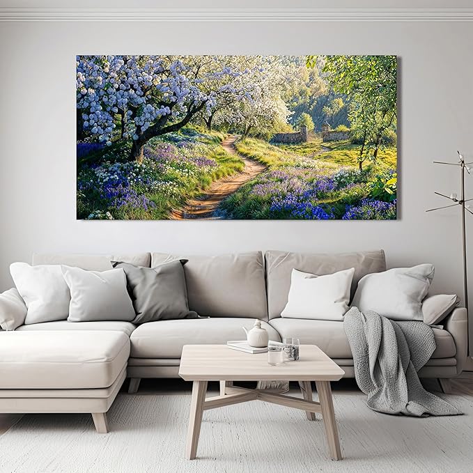 Canvas Wall Art Decor Large Modern Green Wall Art for Living Room Flower Tree Wall Art Prints Nature Art Work for Wall Decor Landscape Artwork for Walls Kitchen Bedroom Office Decor 24" X 48"