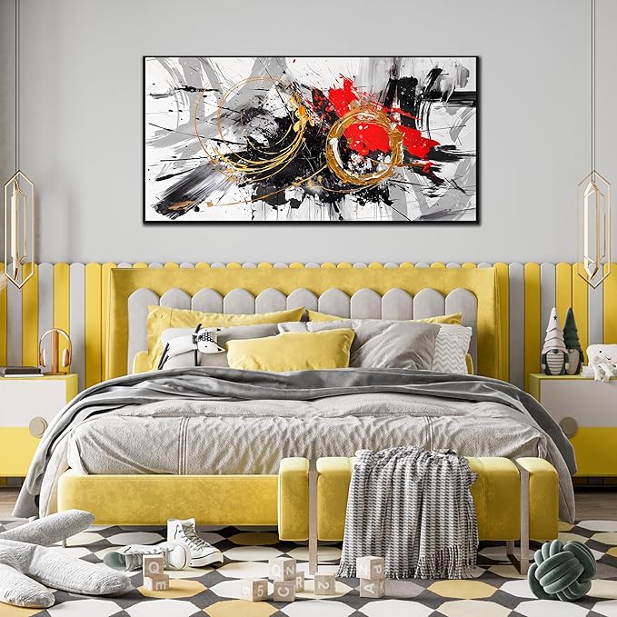 CIRABKY Abstract Canvas Wall-Art for Living Room - Large Wall Art for Bedroom with Framed Ready to Hang Size 29" x 59"