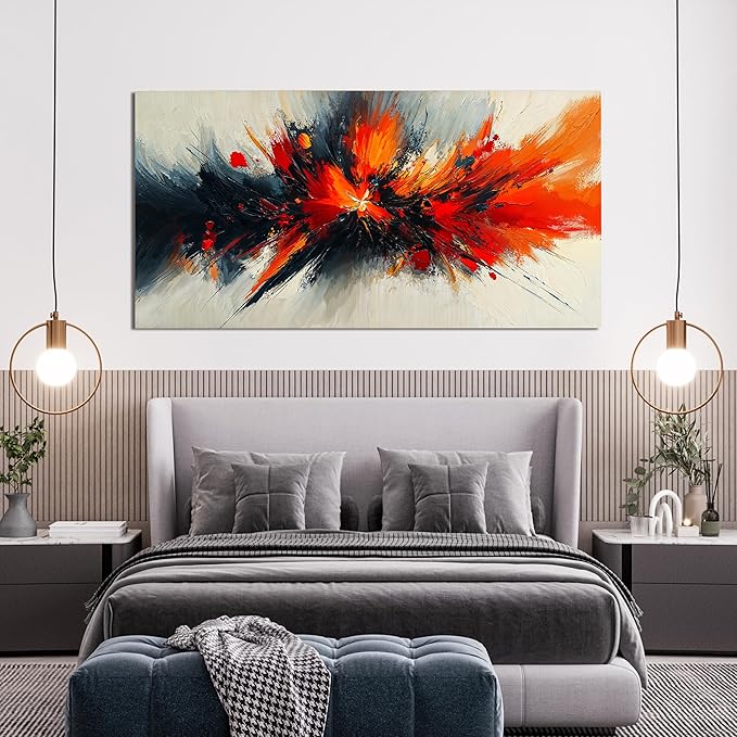 Canvas Wall Art Decor Abstract Black and White Wall Art Decorations Art Work for Wall Decor Wall Art Pictures for Living Room Modern Red Wall Art Prints Artwork for Walls Home Office Decor 20" X 40"