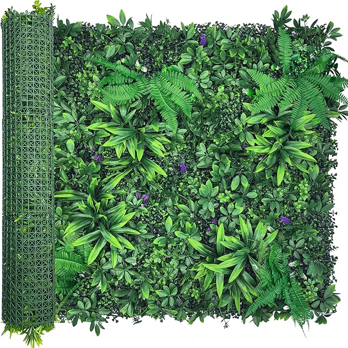 Artificial Greenery Wall Panels: 40'' x 120'' UV-Anti Faux Greennery Grass Wall Privacy Backdrop Fence Screen for Garden Fence Covering Privacy, Outdoor Indoor Home Decor