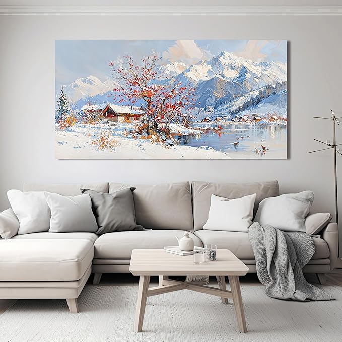 Canvas Wall Art Prints Large Wall Art Pictures for Living Room Landscape Farmhouse Wall Art Decor Canvas Art Wall Decor Red Tree Flower Artwork For Walls Bedroom Office Home Wall Decor 24" X 48"