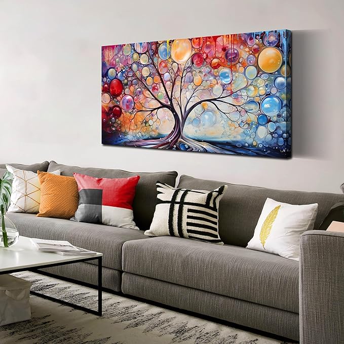 Modern Wall Art for Living Room Large Size - Tree Canvas Wall Art for Girls Bedroom Ready to Hang Size 24" x 48"