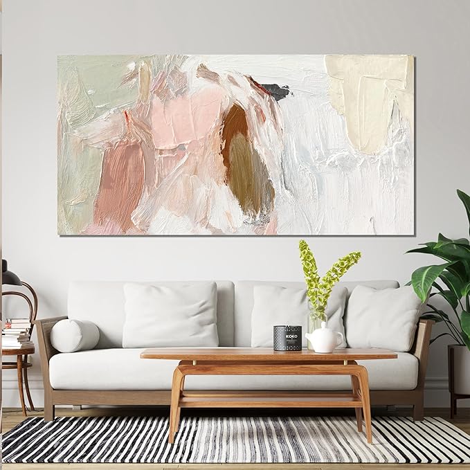 Canvas Wall Art Decor Oversized Wall Art Pictures For Living Room Pink and White Wall Art Decor Abstract Art Work Wall Decor Large Abstract Wall Art Prints For Walls Home Office Wall Decoration 39"X78"