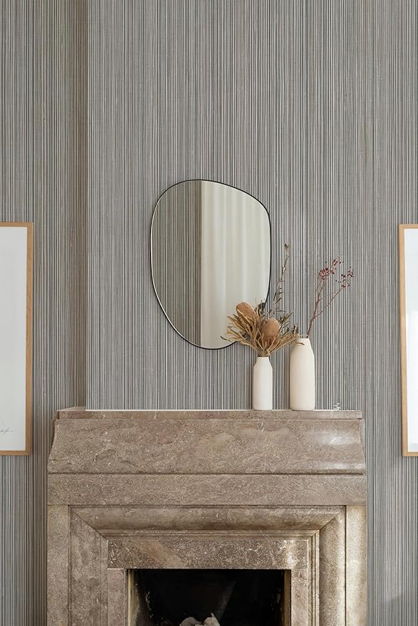 20.8" x 196.8" Thick Peel and Stick Grasscloth Wallpaper, Grey Linen Wallpaper Self-Adhesive Fabric Wall Paper