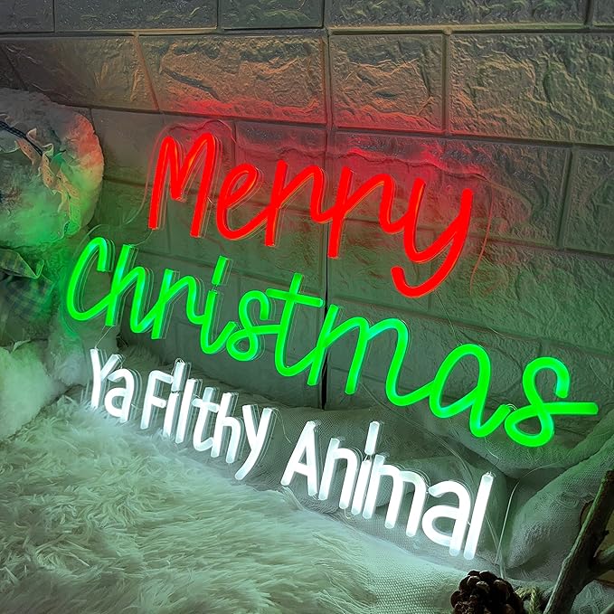 Merry Christmas Neon Sign for Christmas Decoration Large LED Neon Light Signs 23.6x13.8"
