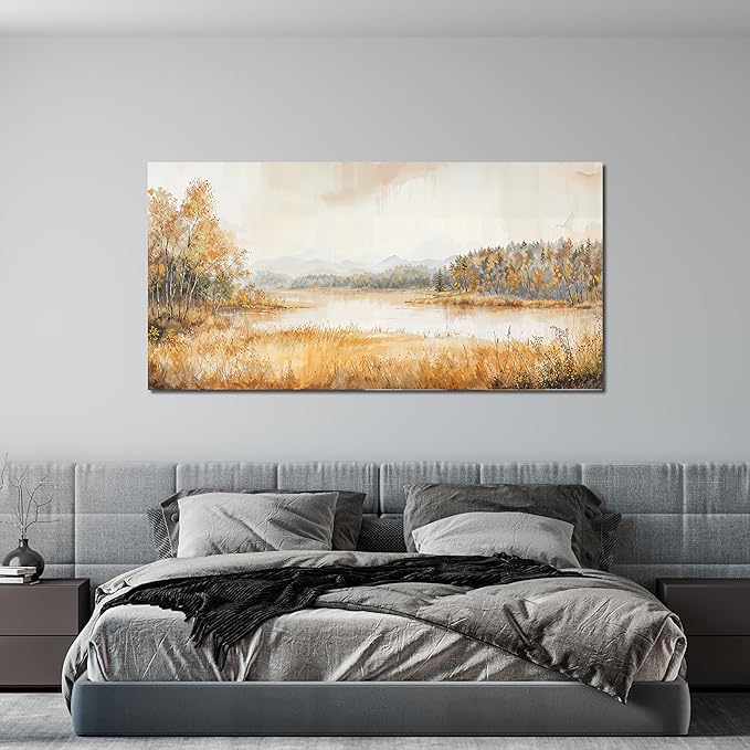 KUPTEU Canvas Wall Art Decor Large Wall Art Pictures for Living Room Coastal Landscape Wall Art Prints Art Work for Wall Decorations Artwork for Walls Bedroom Home Aesthetic Art Decor 24" X 48"