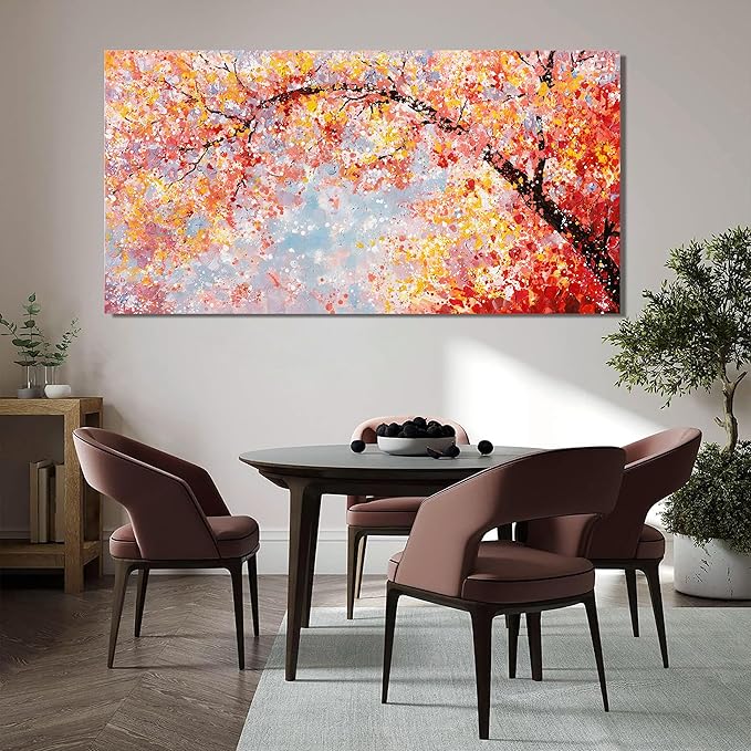 Canvas Wall Art Decor Canvas Modern Art Wall Decor Tree of Life Wall Art for Living Room Colorful Wall Art Decor Tree Flower Wall Art Prints Art Work for Room Home Office Wall Decor 24" X 48"