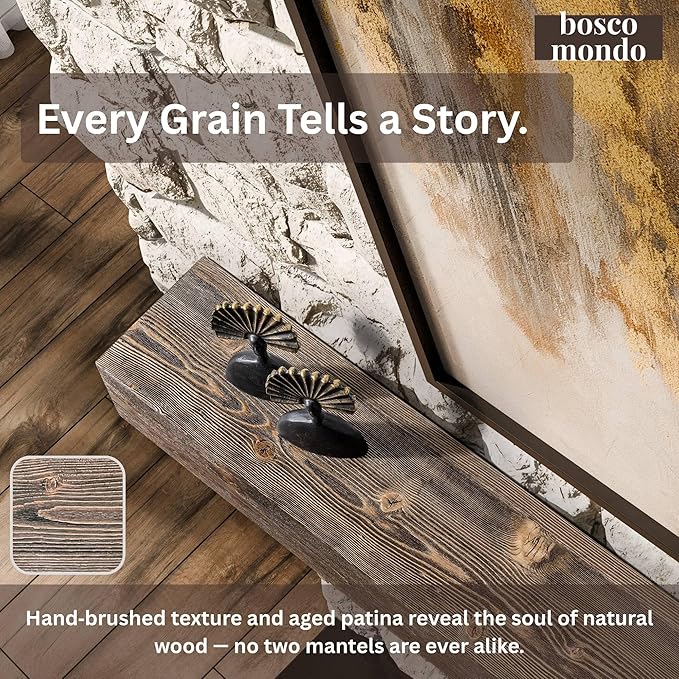 BoscoMondo Fireplace Mantel, Wall-Mounted 48 inch Floating Shelf for Wall, Tv Shelf, Rustic Shelf - 8x6x48 Walnut