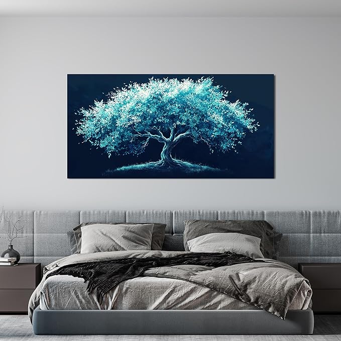 Canvas Wall Art Decor Green Tree of Life Wall Art Decorations Wall Art Pictures for Living Room Large Bltanical Wall Art Prints 24" X 48" Canvas Art Wall Decor Artwork for Walls Bedroom Office Decor