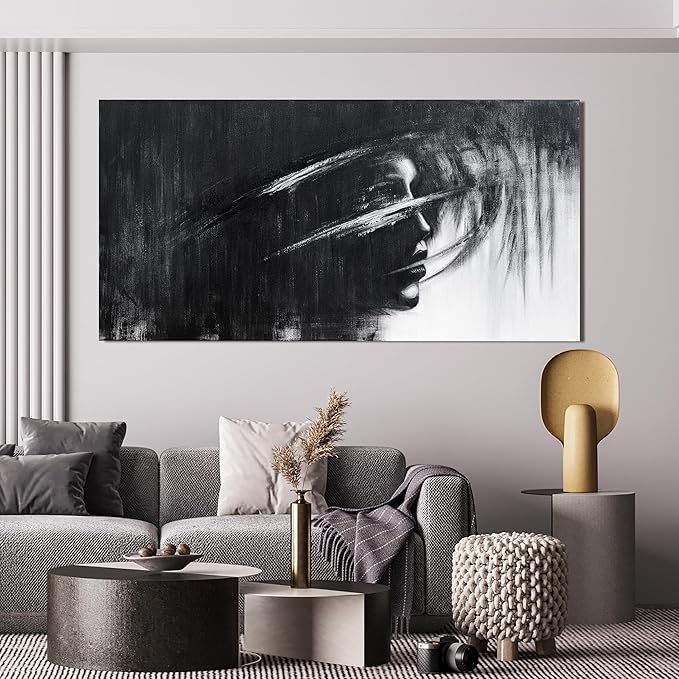 Canvas Wall Art Decor Large Wall Art for Living Room Black and White Abstract Wall Art Prints Artwork for Walls Art Work for Wall Decor Modern Abstract Wall Art Bedroom Office Decor 24" X 48"