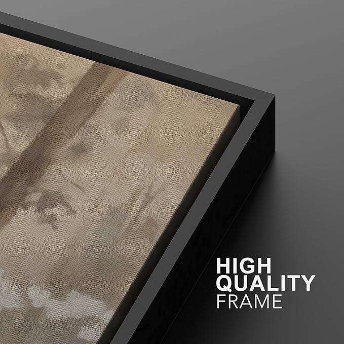 MUDECOR Framed Wall Art Print Set Neutral Forest Landscape Beige and Gray Watercolor Illustrations Realism Decorative for Living Room, Bedroom, Office - 24"x36"x3 Black