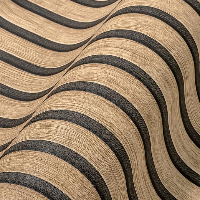 A.S. Création Wallpaper Wood Panels - Brown, Beige - Striped Wood Wallpaper 395.99in x 20.87in Made in Germany - 391091