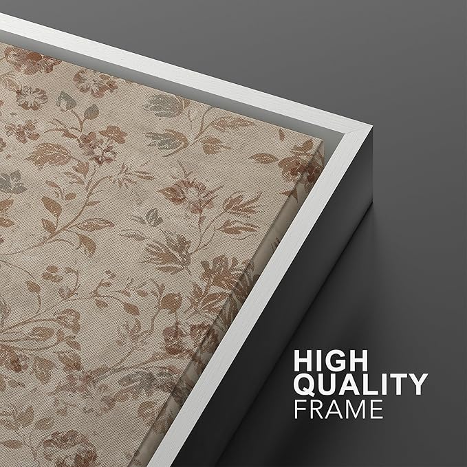 MUDECOR Framed Wall Art Print Set Vintage Floral Botanical in Neutral Tones Illustrations Realism Decorative for Living Room, Bedroom, Office - 24"x36"x3 White