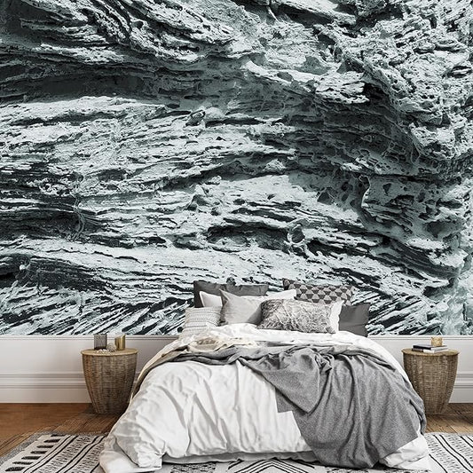 wall26 Removable Wall Sticker/Wall Mural Dark Marble Granite Stone Pattern Abstract Shapes Digital Art Modern Art Panorama Multicolor Relax/Calm for Living Room, Bedroom, Office - 66x96 inches