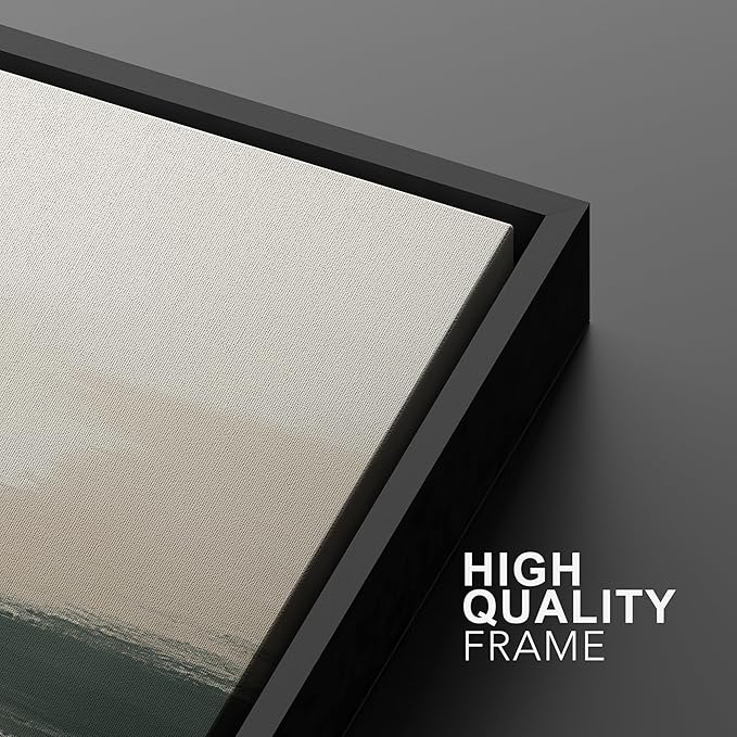 MUDECOR Framed Wall Art Print Set Neutral Landscape Prints in Beige and Green Tones Illustrations Modern Art Boho Decorative Chic for Living Room, Bedroom, Office - 24"x36"x3 Black