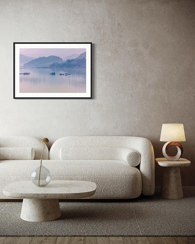 Oriental Beauty: Stunning Feng Shui Landscape Wall Art Prints for Home Decor in 3 Sizes (Misty Reflections: Serenity on a Mountain Lake, 24" x 36")