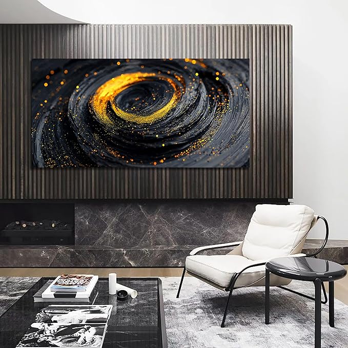 Abstract Wall Art Decor Wall Art Pictures for Living Room Abstract Canvas Art Wall Decor Large Black Gold Wall Art Prints Modern Wall Art Decorations Artwork for Walls Office Home Decor 24"X48"