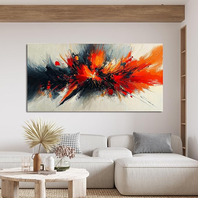 Abstract Canvas Wall Art Decor Large Black and White Wall Art Decor Large Artwork for Walls Wall Pictures for Living Room Modern Abstract Red Wall Art Prints Bedroom Office Wall Decor 29" X 58"