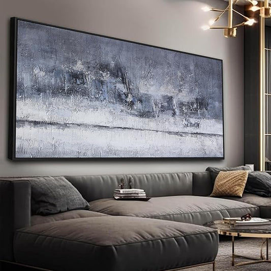 Abstract Wall Art Wall Decor Gray And White Blue Modern Canvas Art Print Abstract Artwork Framed Pictures For Living Room Bedroom Bathroom Office Home Decor Can Be Hung 20"X 40"