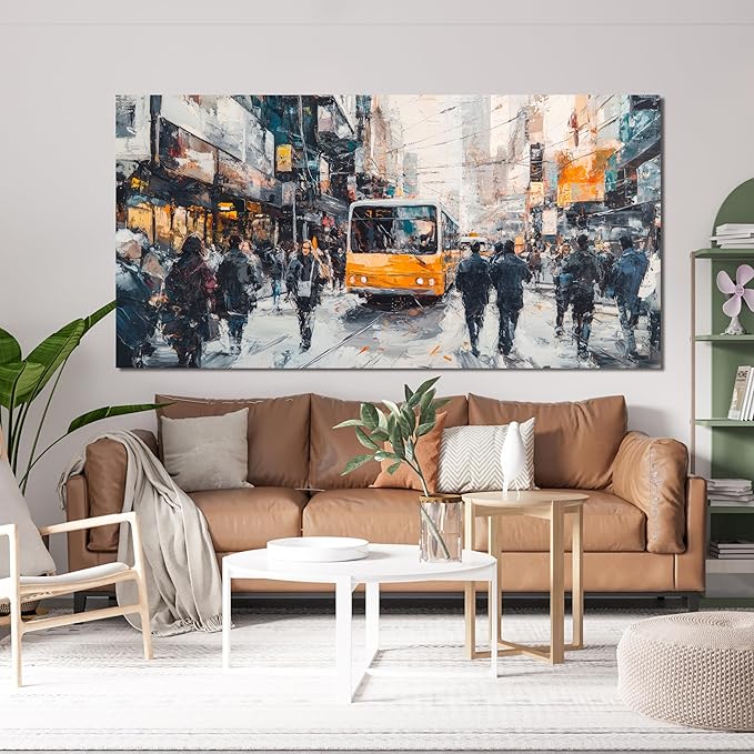 AIXMGSJS Canvas Wall Art Decor Large Wall Art for Living Room Modern Large Wall Art Prints Abstract Canvas Art Wall Decor City Life Pictures Decorations Artwork for Walls Home Office Decor 24" X 48"