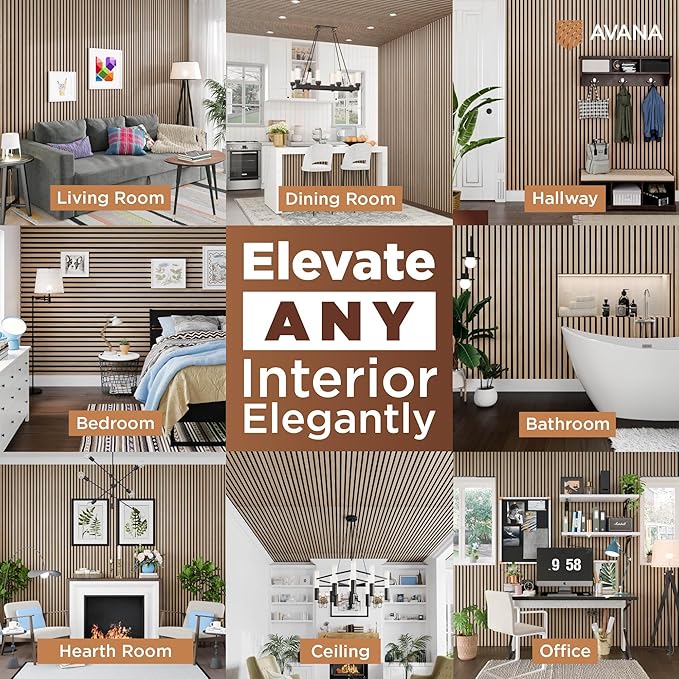 Avana Modern Acoustic Wood Wall Panels – 94.4 X 12.6 Inch White Oak Acoustic Panels 1 PC – Wall Panels For Interior Wall Decor For Homes, Offices, Studios – Sturdy & Durable Wood Panels For Wall