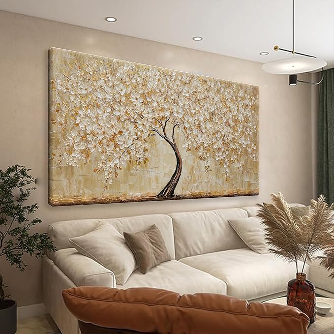 Large Botanical Wall Art For Living Room Gold Tree Floral Canvas Art Wall Decor Print Abstract Wall Decor Picture Gold Tree Of Life Abstract Art Picture For Bedroom Hotel Office Home Artwork 29"X 58"