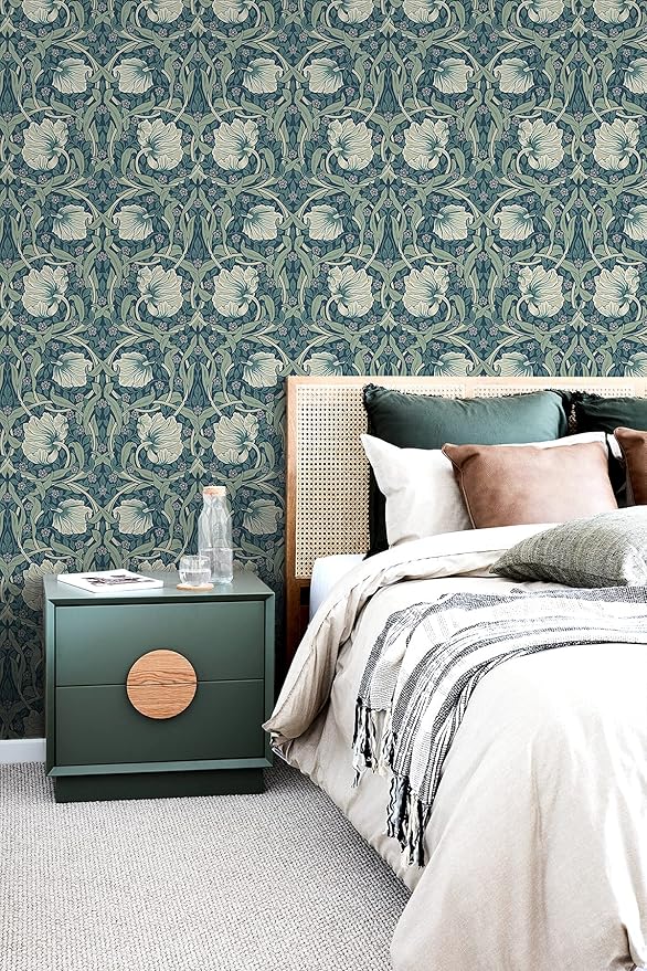 NextWall Pimpernel Floral Peel and Stick Wallpaper (Teal & Sandstone)