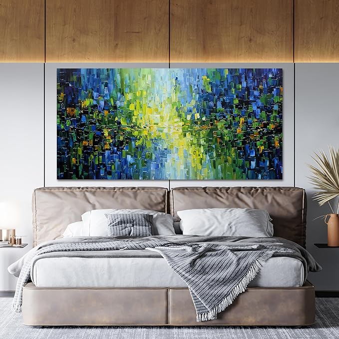 Abstract Canvas Art Wall Decor Wall Pictures For Living Room Canvas Wall Art Decor Green Abstract Wall Art Prints Modern Blue Wall Art Decor Art Work for Walls Bedroom Office Kitchen Decor 20" X 40"