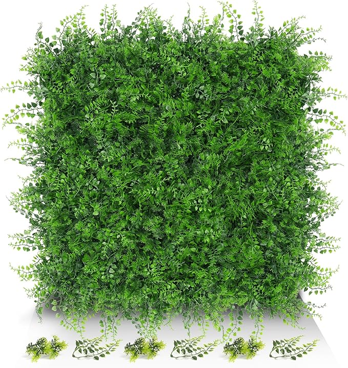 20"x20" 6pcs Grass Wall Panels, Artificial Fern Grass Backdrop with UV Protection, Fake Greenery Plant Boxwood Panels, Green Wall Decor for Outdoor Indoor Patio Garden Backyard