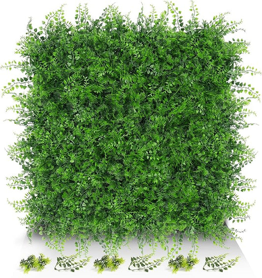 20"x20" 6pcs Grass Wall Panels, Artificial Fern Grass Backdrop with UV Protection, Fake Greenery Plant Boxwood Panels, Green Wall Decor for Outdoor Indoor Patio Garden Backyard