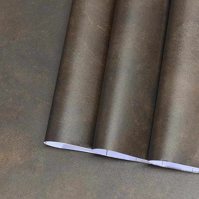 BAYYA Charcoal Concrete Wallpaper Peel and Stick Wall Paper Industrial Wallpaper Metallic Rusty Vintage Dark Brown Vinyl Cement Wall Covering for Basement Bathroom Bedroom Living Room 15.8"x118"