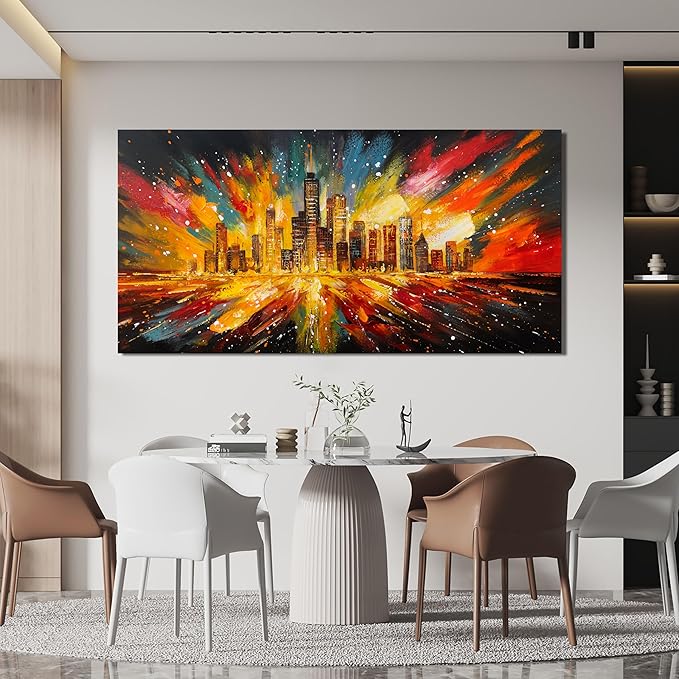 Canvas Wall Art Decor Wall Art Pictures for Living Room Canvas Art Wall Decor Modern Abstract Wall Art Prints Artwork for Walls Colorful City Wall Art Decor Kitchen Bedroom Office Wall Decor 20" X 40"