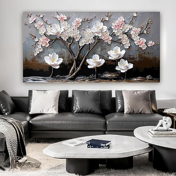 Large Canvas Wall Art Wall Pictures for Living Room Art Work for Walls Decor Large Black and White Wall Art Prints Modern Pink Flower Wall Art Decor Artwork for Walls Bedroom Office Decor 29"X58"