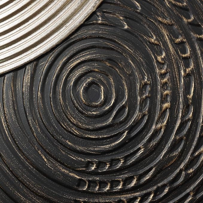 LuxenHome Set of 2 Wall Art, Modern Earth Tone Circles Abstract Rectangular Metal Wall Decor Set Luxury Handmade Wall Art Dector with Frame for Living Room, Home, Office Decorative