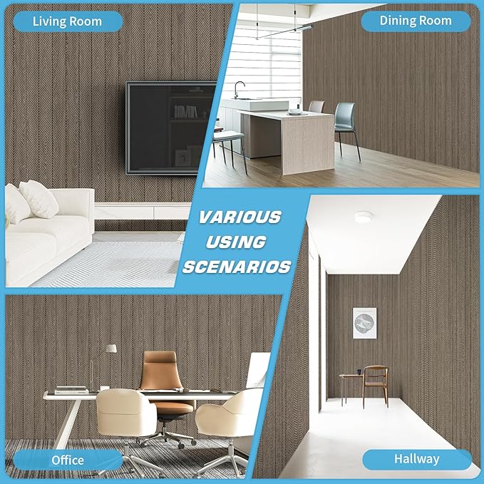 Art3d 4-Pack Glue-On Herringbone Wainscoting Panel for Interior Wall Decor - 104 x 12 Inch Polystyrene Ultralight Slim Slat Wall Panels for Living Room Bedroom, Mahogany