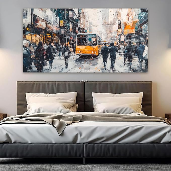 AIXMGSJS Canvas Wall Art Decor Large Wall Art for Living Room Modern Large Wall Art Prints Abstract Canvas Art Wall Decor City Life Pictures Decorations Artwork for Walls Home Office Decor 24" X 48"