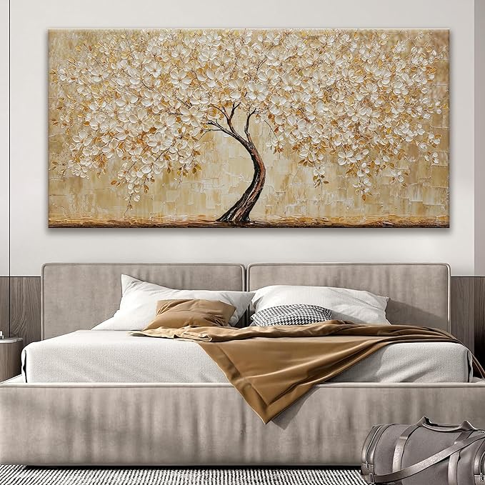 Large Botanical Wall Art For Living Room Gold Tree Floral Canvas Art Wall Decor Print Abstract Wall Decor Picture Gold Tree Of Life Abstract Art Picture For Bedroom Hotel Office Home Artwork 29"X 58"