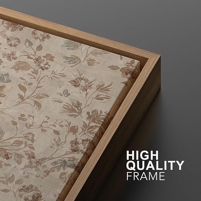 MUDECOR Framed Wall Art Print Set Vintage Floral Botanical in Neutral Tones Illustrations Realism Decorative for Living Room, Bedroom, Office - 24"x36"x3 Natural