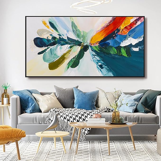Canvas Wall Art Decor Large Framed Wall Art Prints Wall Art Pictures For Living Room Blue White Wall Art Decorations Canvas Abstract Art Wall Decor Artwork for Walls Bedroom Office Decor 29" x 58"
