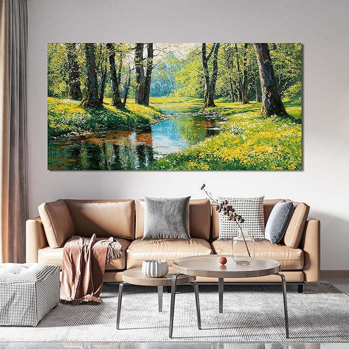 Canvas Oversized Wall Art Decor Large Wall Art Pictures for Living Room Modern Landscape Wall Art Prints Botanical Canvas Art Wall Decor Nature Forest Wall Art Decorations Bedroom Office Decor 29"X58"