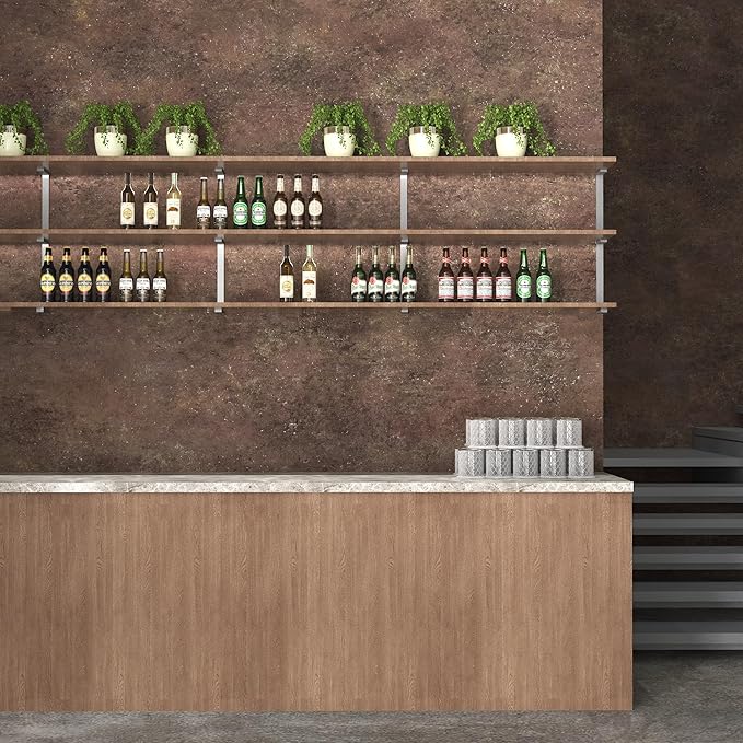 48x197in Extra Wide Concrete Wallpaper Peel and Stick Retro Brick Red Granite Countertop Contact Paper Brown Rock Wall Paper Matte Thick Bubble-Free Design Waterproof Self-Adhesive Vinyl Wall Stickers