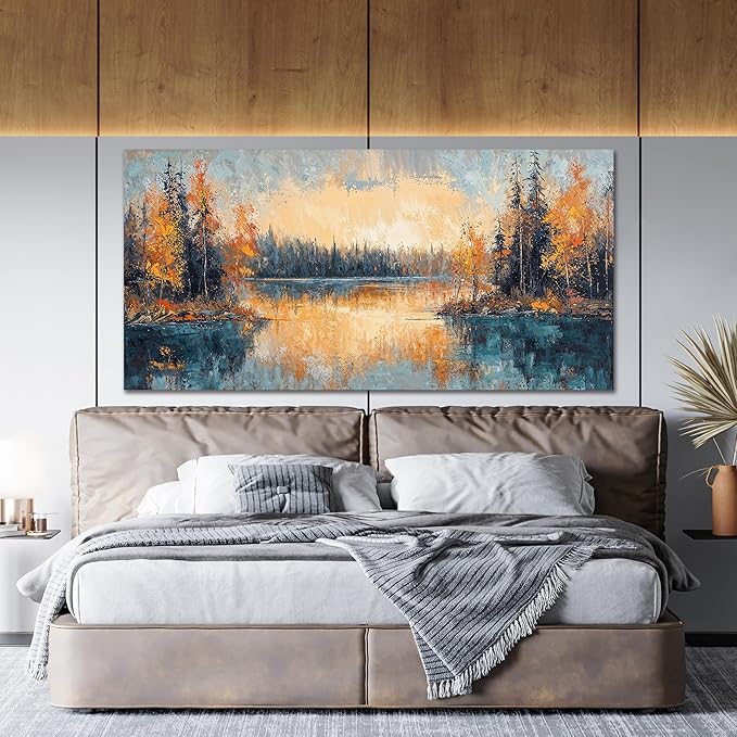 Canvas Wall Art Decor Wall Art Pictures for Living Room Canvas Art Wall Decor Modern Nature Landscape Wall Art Yellow Nightfall Wall Art Decor Artwork for Walls Bedroom Office Wall Decor 20" X 40"