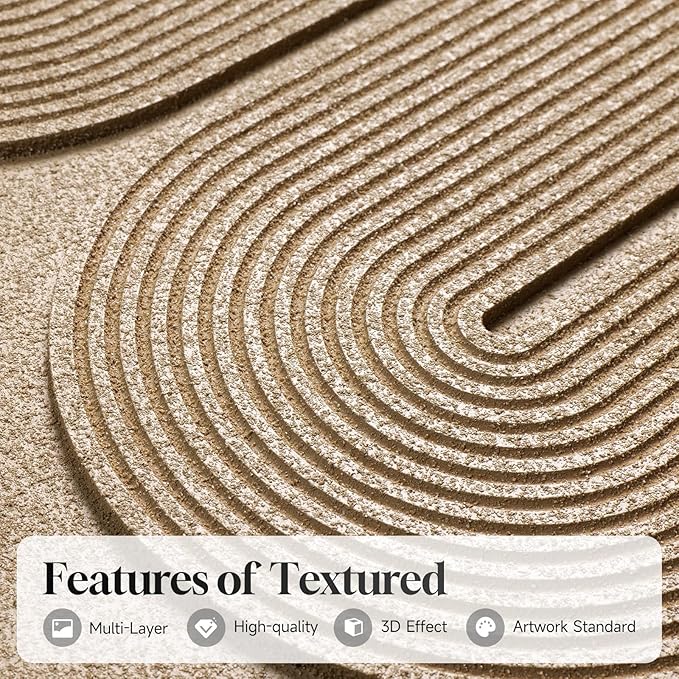 Large 3D Textured Framed Boho Neutral Abstract Wall Art, Set of 3 Modern Paintings Artwork for Walls, Black White Brown Minimalist Geometric Pictures for Living Room, Entryway, Dining Room Wall Decor