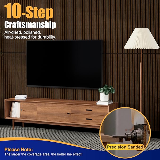 4PCS Acoustic Wood Slat Wall Panels, 47.2" x 12.8" Soundproof Panels for Walls, Sound Absorbing Panels for Interior Decor and Room Acoustic Treatment