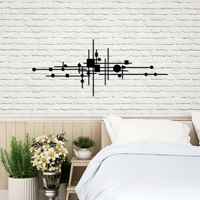 Modern Geometric Abstract Metal Wall Art, Modern Luxury Wall Decor, Mid Century Sign, Large Metal Wall Sculpture for Home, Layered Wall Decoration, Wall Hanging for Hallway Decor